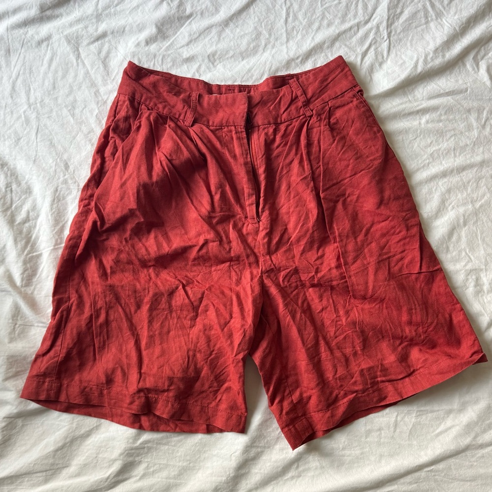 Rachel Antonoff Red Flat Front Shorts